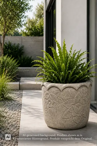 Product image of the product “Pot with Wave Ornaments, 50 cm Height, 60 cm Dia, Natural Stone ”